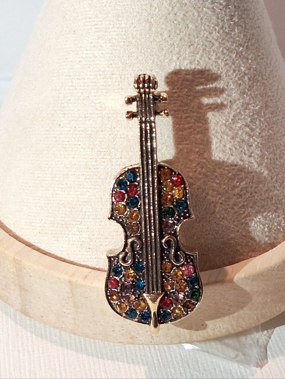 Multicolor Violin Brooch